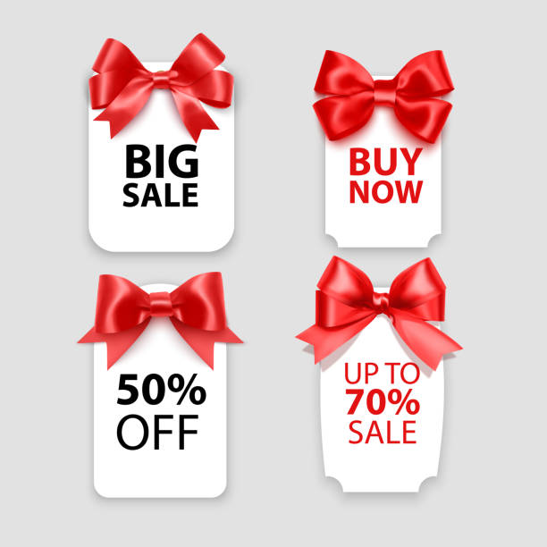 istock Black friday or sale tag with Red bow for your design. Illustration of discount labels, Vector format 1373266098
