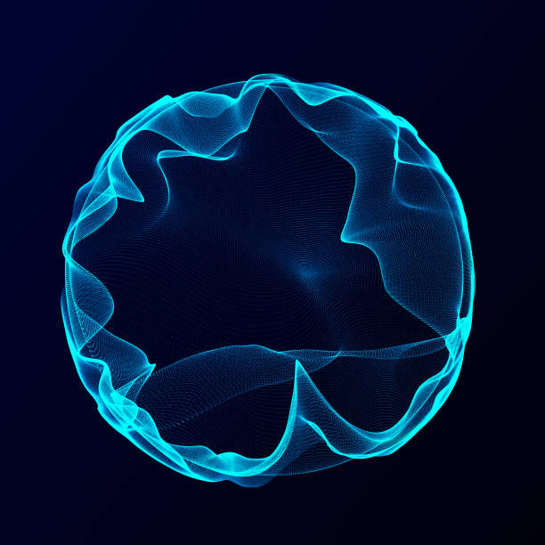 istock Spherical equalizer for music. Round sound wave of particles. Musical abstract blue background. 3D rendering. 1373267290