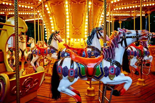istock Horse carousel at amusement park 1373269779