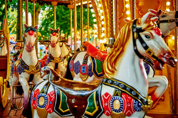istock Horse carousel at amusement park 1373269782