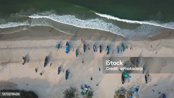 Aerial Image Of Benaulim Beach South Goa India Stock Photo - Download Image Now - Beach, Goa, Palolem Beach