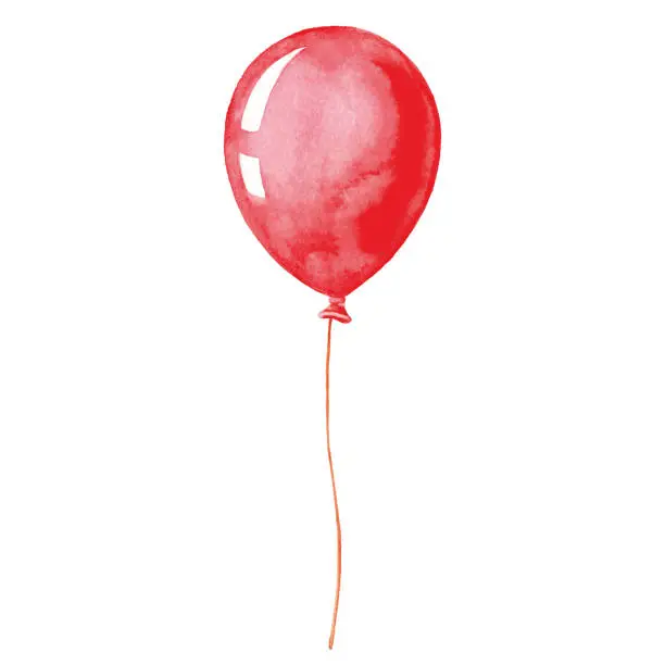 Vector illustration of Watercolor Red Balloon