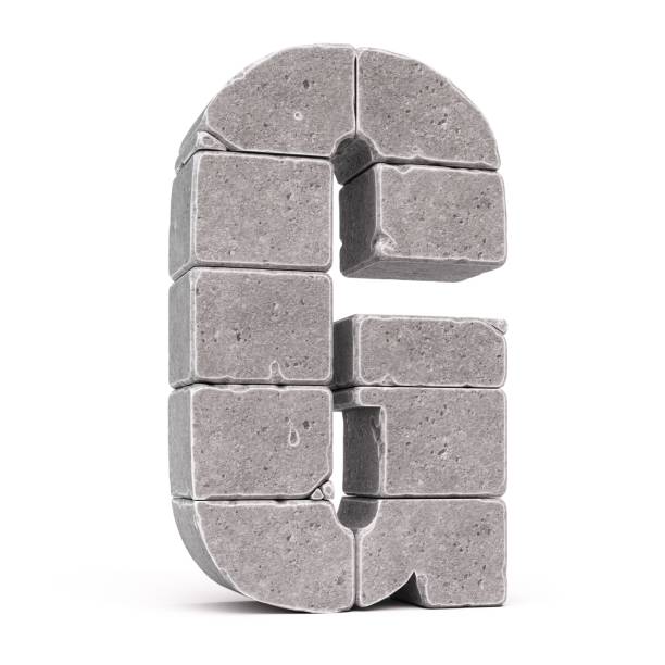 istock Stone font, letters made of stone blocks 3d rendering, letter G 1373271847
