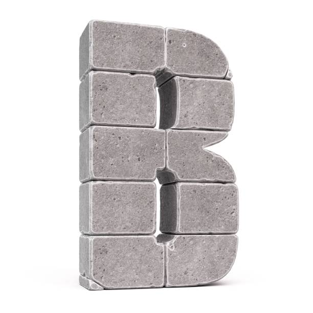 Letter B alphabet with old  wall on white background