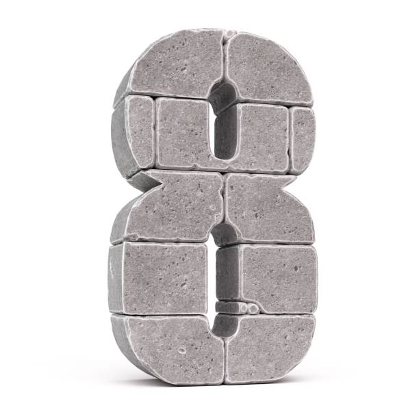 istock Stone font, letters made of stone blocks 3d rendering, number 8 1373271977