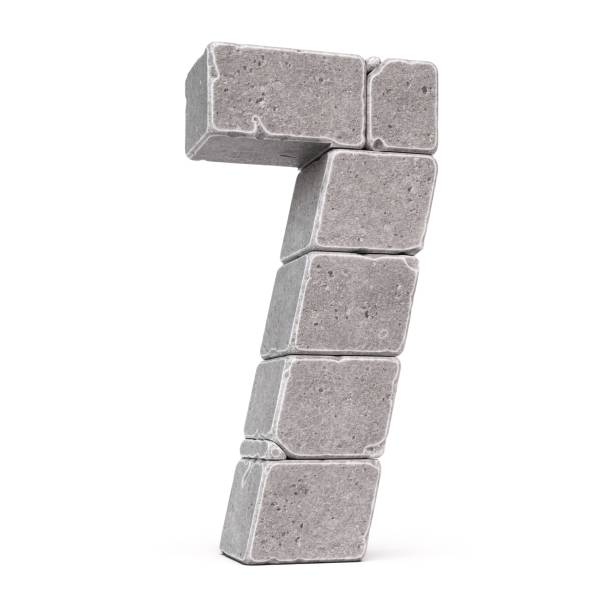 istock Stone font, letters made of stone blocks 3d rendering, number 7 1373272026