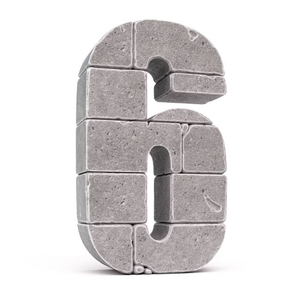 istock Stone font, letters made of stone blocks 3d rendering, number 6 1373272063