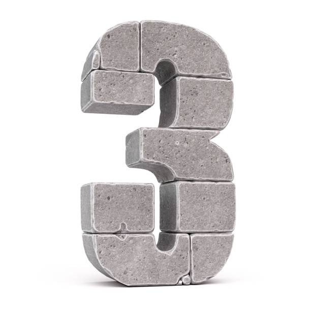 istock Stone font, letters made of stone blocks 3d rendering, number 3 1373272174