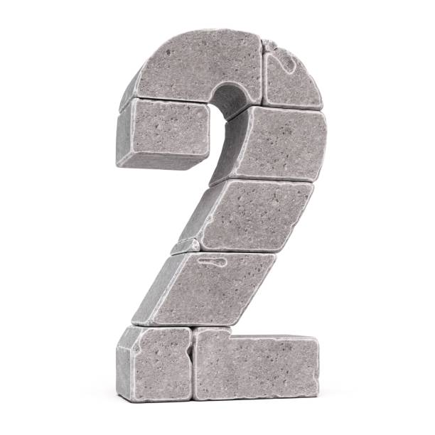 istock Stone font, letters made of stone blocks 3d rendering, number 2 1373272210