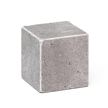 Cubical stone building block isolated on white background 3d rendering