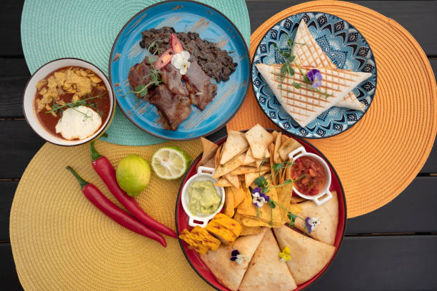 istock Mexican street food top view. 1373273209
