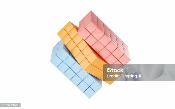 Abstract Cubes With White Background 3d Rendering Stock Photo - Download Image Now