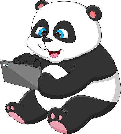 Panda with mobile phone free vector | Download it now!