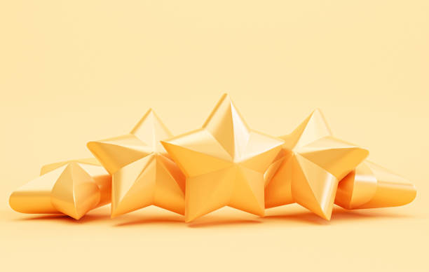 istock Five golden stars for client excellent evaluation after use product and service concept by 3d render. 1373274368