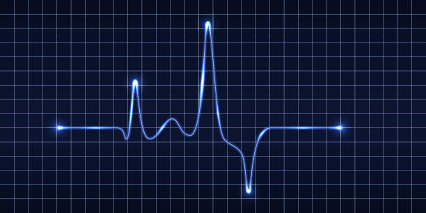 illustrations, cliparts, dessins animés et icônes de moniteur d’impulsion de battement cardiaque, signal d’onde électrique bleue, graphique d’oscilloscope. graphique linéaire d’électrocardiogramme avec effet de lueur de lumière. illustration de technology vvector - sine wave oscillation energy sound