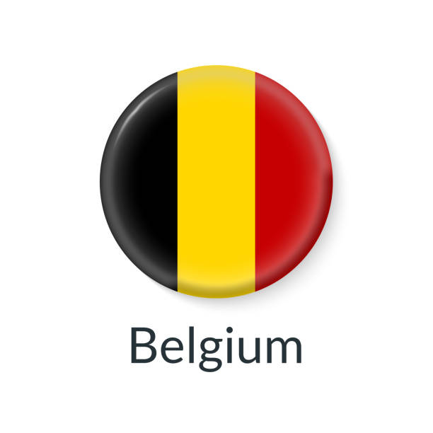 belgium flag 3d icon, circle badge or button. round belgian national symbol. vector illustration. - 比利時國旗 幅插畫檔、美工圖案、卡通及圖標