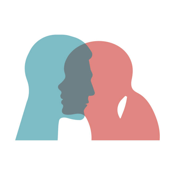 Profiles of men and women, symbol of love vector art illustration