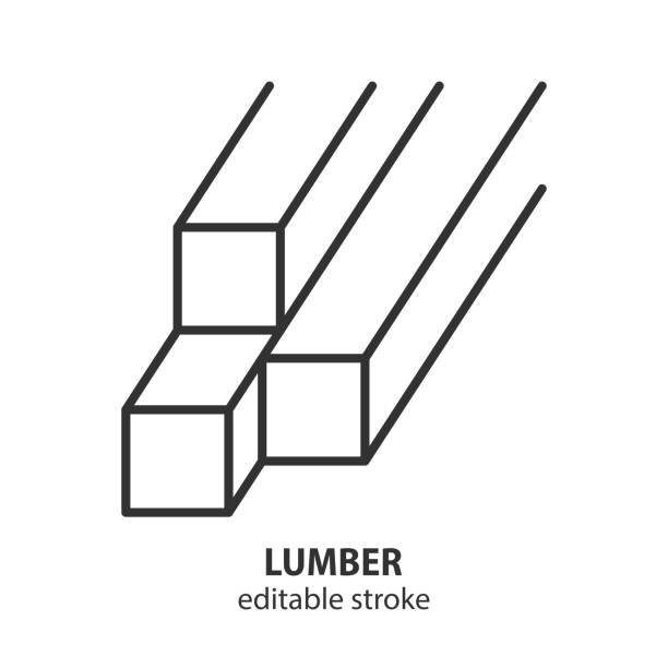 illustrazioni stock, clip art, cartoni animati e icone di tendenza di icona della linea di legname. simbolo vettoriale in legno. - lumber industry timber wood plank