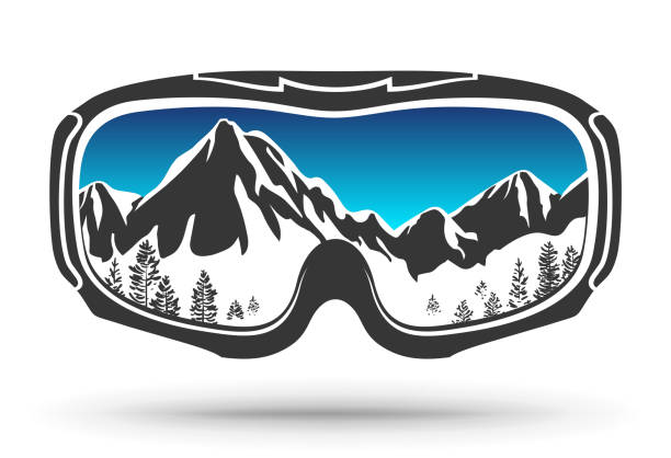 スキーゴーグル。スノーボードゴーグル。ロゴ。白で隔離されています。 - snow glasses点のイラスト素材／クリップアート素材／マンガ素材／アイコン素材