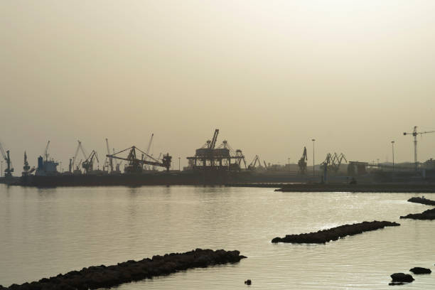Taranto, Apulia, Italy: view of the harbor at evening