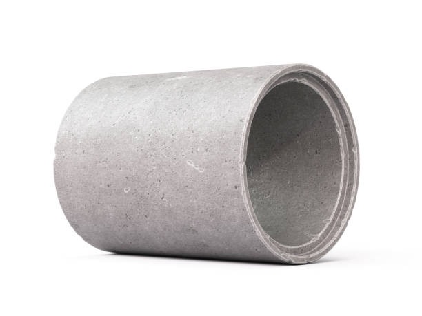Industrial concrete pipe for building construction and pipeline isolated on white background 3d rendering