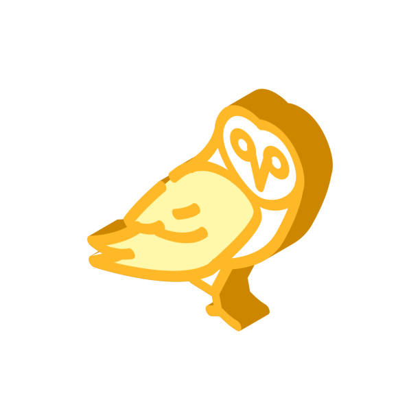 ilustraciones, imágenes clip art, dibujos animados e iconos de stock de ilustración vectorial del icono isométrico del pájaro búho - symbol sea animal owl