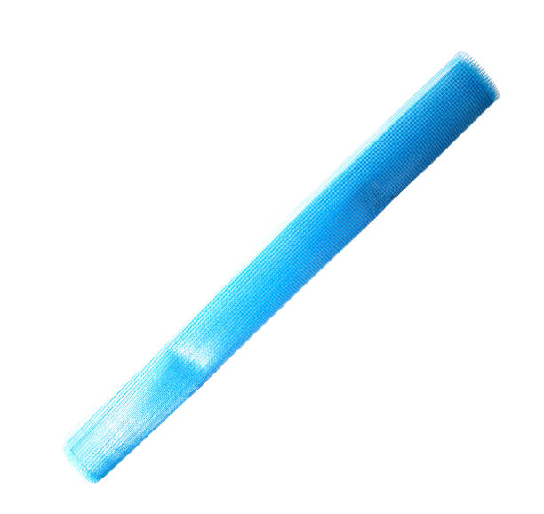 istock Blue reinforcing construction mesh for wall strengthening on white background, isolate. Close-up 1373287017