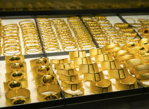 Gold bracelets stok fotoğrafı