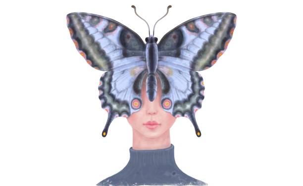 드림 - women butterfly creativity flying stock illustrations