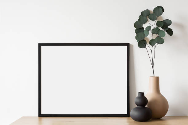 istock Artwork mock-up in interior design. Blank horizontal picture frame 1373291614