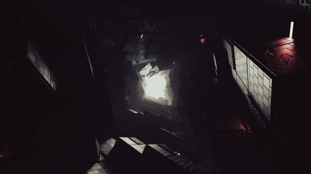 istock Sci-fi background. mysterious and terrify background has dark and bright spot in different corners. 3D Render. 1373291650