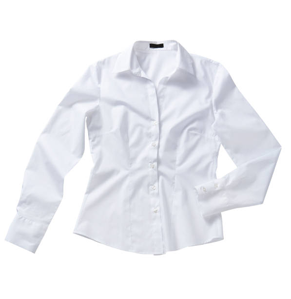 Long sleeved collared white shirt isolated on white background Long sleeved collared white shirt isolated on white background(with clipping path) white long sleeve shirt stock pictures, royalty-free photos & images