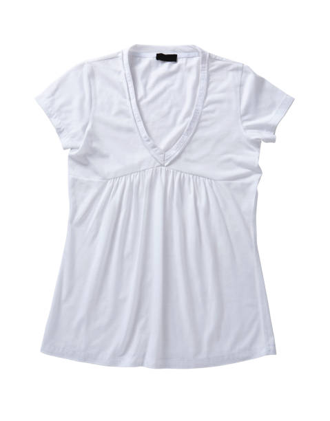 V-neck white t-shirt isolated on white background(with clipping path)