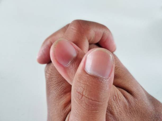 istock Hand finger nails isolated on white background.closeup thumb healthy 1373293590