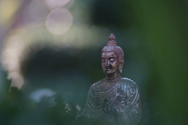 istock Brass sculpture buddha over calm background 1373293947