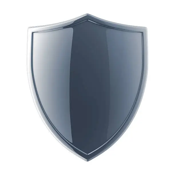 Photo of Glossy black shield on a white background