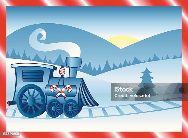 Winter Train Stock Illustration - Download Image Now - Blue, Candy, Cartoon