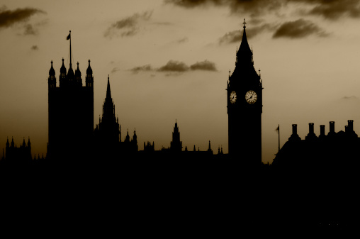 Silhouette Houses Of Parliament and Big Ben late afternoon/evening