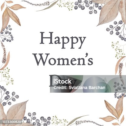 istock Happy Women's Day. Painted watercolor delicate and romantic 1373300820