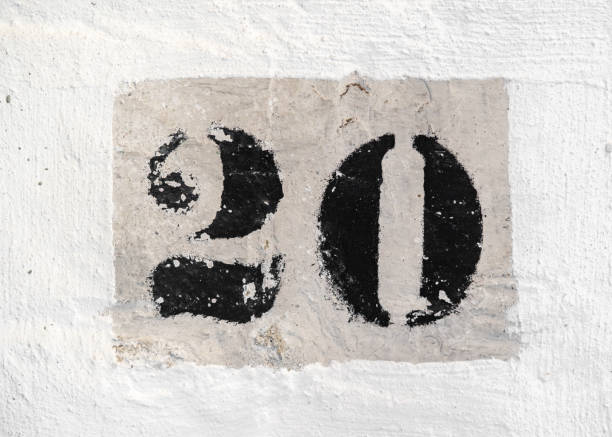 istock Number 20 retro printed in black paint 1373300988