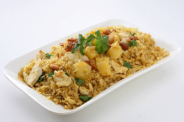 arroz frito com abacaxi - asian cuisine horizontal spice restaurant - fotografias e filmes do acervo