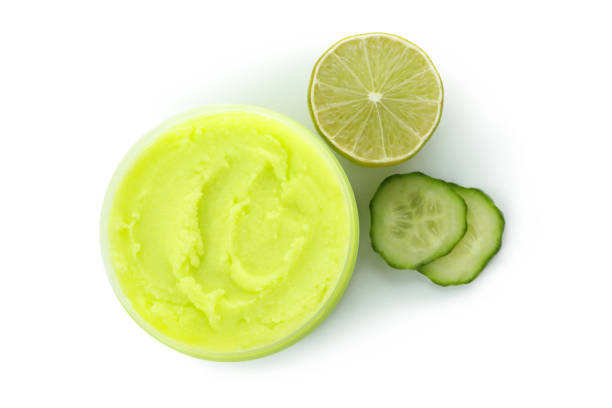 istock Cosmetics, cucumber and lime isolated on white background 1373310689