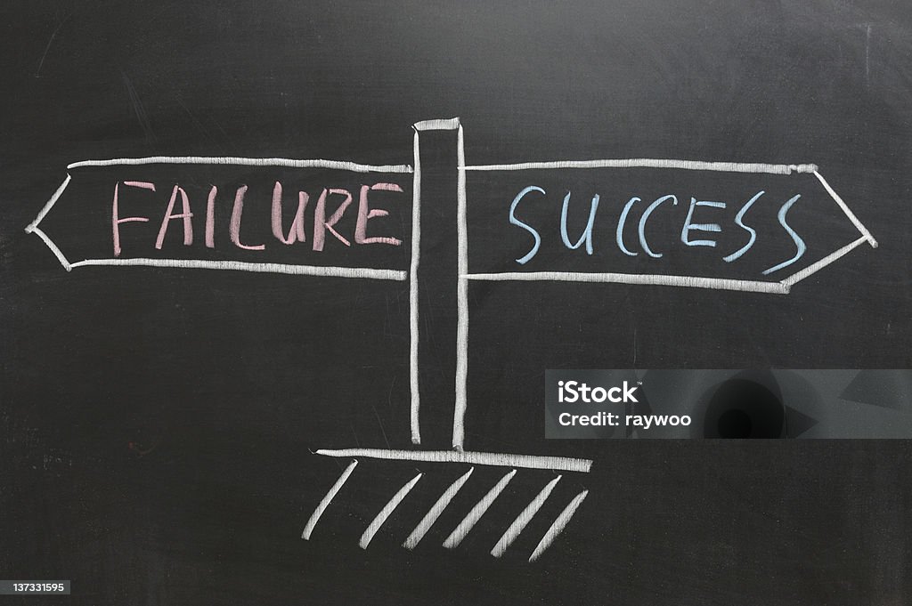 Road sign of Success and Failure Chalkboard drawing - Road sign of Success and Failure Arrow Symbol Stock Photo