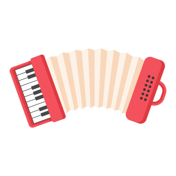 악기 아코디언 만화 벡터 일러스트 고립 된 개체 - accordion stock illustrations