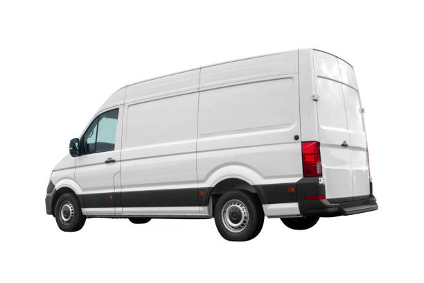 istock Side view of white van with space for advertisement and clipping path 1373325064