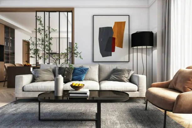 Photo of Modern living room interior - 3d render