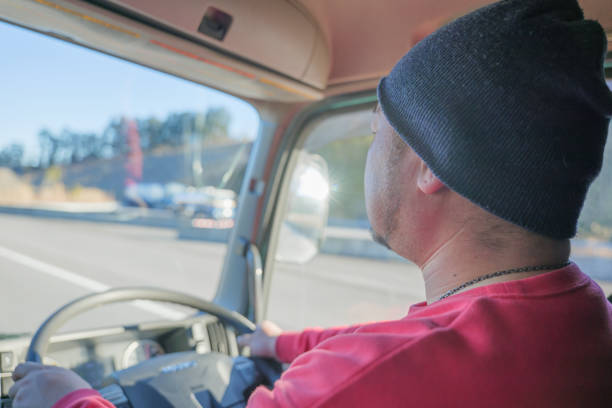 istock Back view of a large driver driving on the highway 1373334165