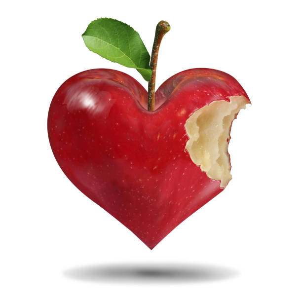 Red apple with heart shape of 2026 isolated on white