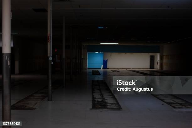 Liminal Store Space Blue Light Stock Photo - Download Image Now - Empty, Architecture, Blue