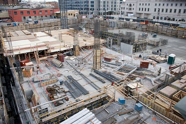 Construction Site in a Downtown Area. stock photo